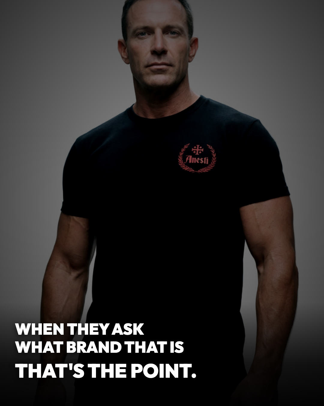 Gym selfie — ANESTI Red Letters tee